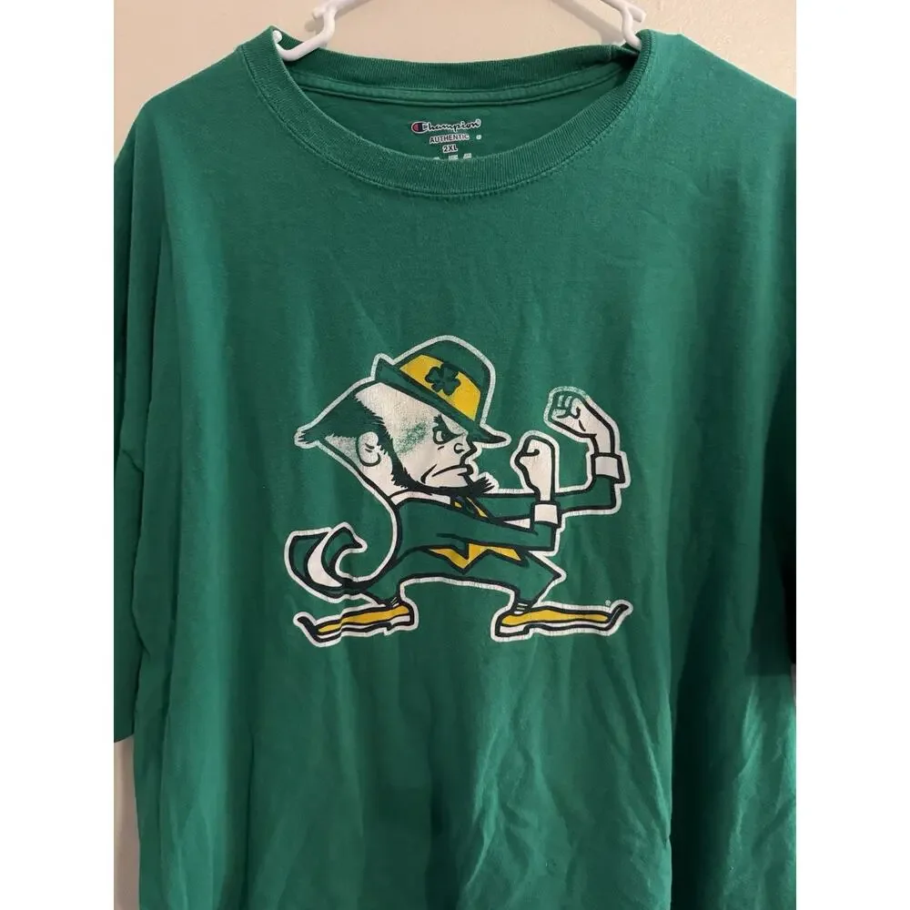 Notre Dame Fighting Irish Leprechaun T Shirt Green Champion 2XL NCAA - Picture 2 of 4